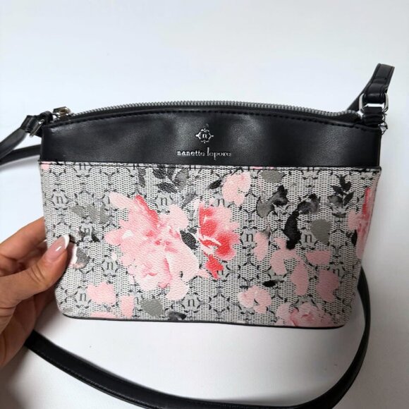 Nanette Lepore Risley Logo Crossbody Bag – Pink Floral – New Without Tags - Picture 4 of 7
